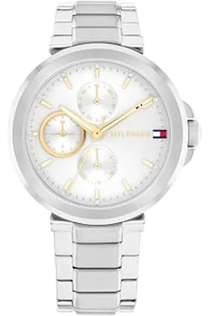 Tommy Hilfiger Analogowy wielofunkcyjny zegarek kwarcowy dla kobiet ze srebrną bransoletką ze stali nierdzewnej - 1782753
