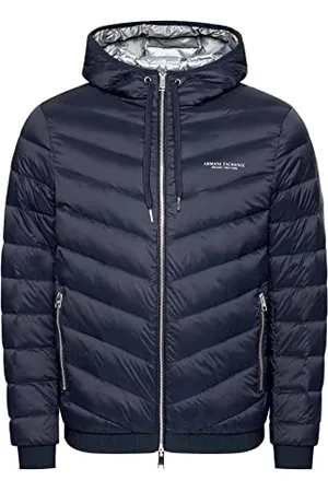 Armani Exchange Męska kurtka z kapturem, pikowana, z logo Milano/New York, , XL