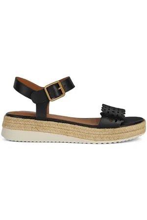 Geox Damskie sandały D EOLIE A Wedge, czarne, rozmiar 39,5 EU, , 39.5 EU
