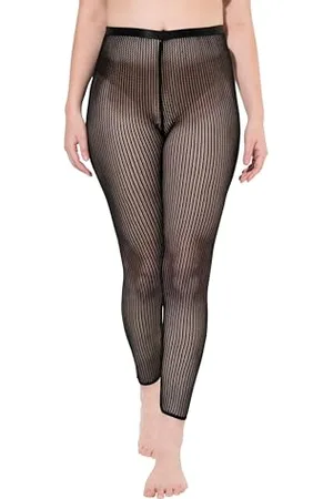 Ulla Popken Szydełkowe koronkowe legginsy 829279, czarne, 46-48 damskie, , 46-48