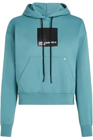 Karl Lagerfeld BLUZA Z KAPTUREM Z LOGO REGULAR FIT, NIEBIESKA, S