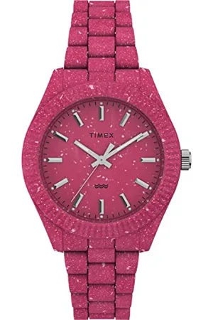 Timex Trend zegarek damski 37 mm – różowa ekologiczna bransoletka, różowa tarcza, koperta w kolorze różowym, TW2V77200