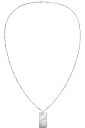 Calvin Klein Męski naszyjnik z wisiorkiem CK METALLIC WAVES ze stali nierdzewnej - 35100033, Jeden rozmiar, Stal nierdzewna, Bez kamieni szlachetnych