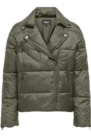 ONLY Onlvanilla Puffer pikowana kurtka motocyklowa OTW, brązowa, XS damska, , XS