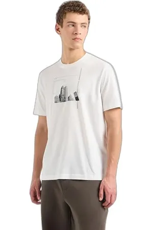 Armani Exchange Męska koszulka z rozproszonymi elementami graficznymi z ikonicznym obrazem o regularnym kroju, , XXL