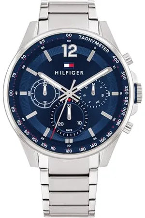Tommy Hilfiger Analogowy wielofunkcyjny zegarek kwarcowy dla mężczyzn ze srebrną bransoletką ze stali nierdzewnej - 1791973, NIEBIESKI, bransoletka