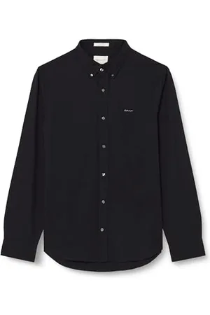 GANT Męska koszula Slim Pinpoint Oxford, klasyczna koszula, czarna, standardowa, czarny, XL