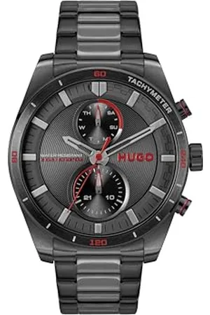 HUGO BOSS Analogowy wielofunkcyjny zegarek kwarcowy dla mężczyzn #Fast Collection z czarną bransoletką ze stali nierdzewnej - 1530374