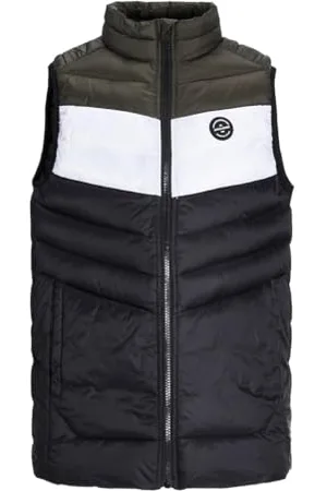 JACK&JONES JUNIOR Chłopięca kamizelka JJESPRINT Puffer Collar JNR kamizelka, czarna/szczegóły: White/Rosin Blocking, 152, , 152