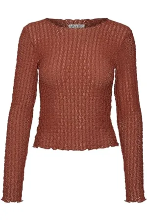 VERO MODA Vmshelby Ls Koszulka z okrągłym dekoltem VMA Noos z długim rękawem, brązowa, M damska, , M