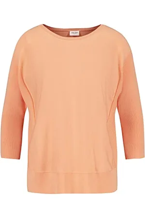Gerry Weber Damski sweter z dzianiny strukturalnej, długi rękaw, okrągły dekolt, jednokolorowy, , 46