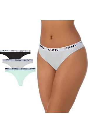 DKNY Damskie stringi z kontrastowym logo z mikrofibry, , XL
