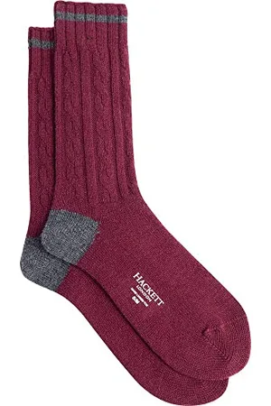 Hackett Męskie skarpety Inr Cable Super Soft Socks, Burgundy, S/M