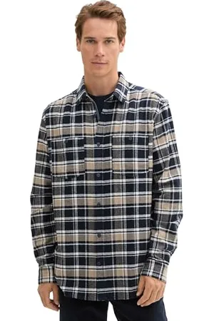 TOM TAILOR Męska koszula Comfort Fit w kratę, , XXL