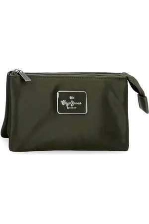 Pepe Jeans Christine Trzykomorowa kosmetyczka zielona 17,5 x 9,5 x 2 cm poliester z akcentami ze sztucznej skóry by Joumma Bags, , Talla única, neseser trójkomorowy