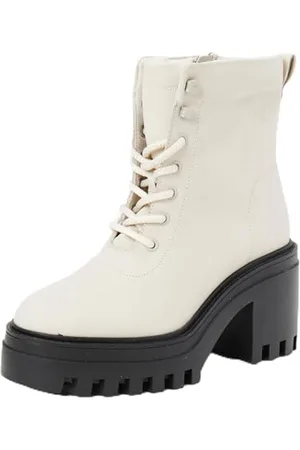 Calvin Klein Damskie buty na grubym obcasie z zamkiem błyskawicznym LTH YW0YW01548, beżowe (Eggshell/Black), 37 EU, , 37 EU
