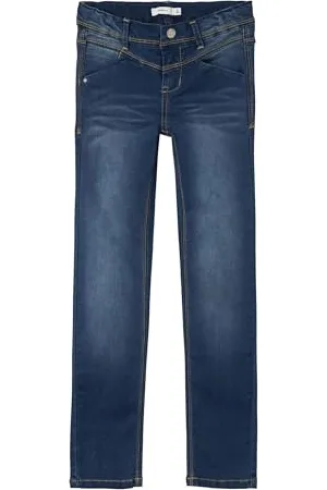 NAME IT Jeansy Dziewczęce Nitsus Indigo K Skinny Dnm Noos, Ciemno-Niebieskie, 164 cm