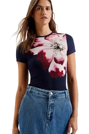 Ted Baker Damska dopasowana koszulka z krótkim rękawem z nadrukiem Wmb-Louannn, , 36