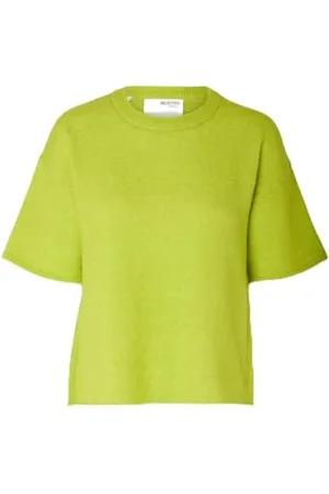 SELECTED Damski top z dzianiny z krótkim rękawem, , L