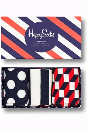 Happy Socks 3-Pack Classic Stripe Gift Box, kolorowe i zabawne, Skarpetki dla kobiet i mężczyzn, (36-40)