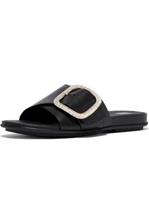 FitFlop Damskie sandały Gracie Crystal Maxi Buckle skórzane wsuwane, , 41 EU