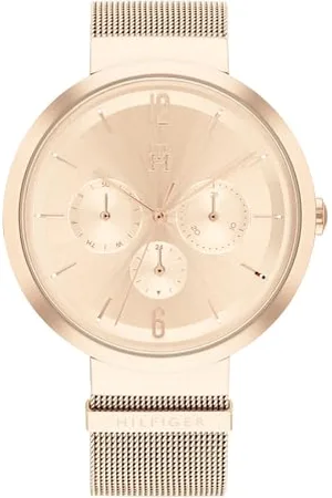 Tommy Hilfiger Analogowy wielofunkcyjny zegarek kwarcowy dla kobiet z goździkiem złota bransoletka z siatki ze stali nierdzewnej - 1782538, , bransoletka