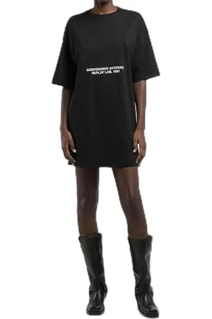 Replay Damska sukienka oversize z bawełny, , XL
