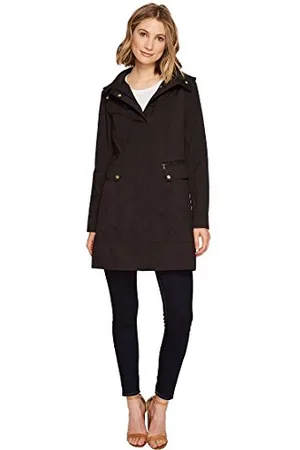 Cole Haan Damska kurtka przeciwdeszczowa z kapturem i kokardą, , XS