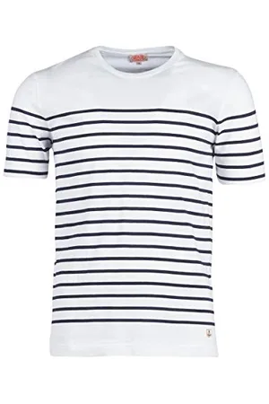 Armor.lux Męski T-shirt Marinière Etel Héritage Homme, biały (400 Blanc/Navire 400), XL