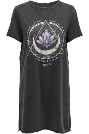 ONLY Damska sukienka ONLLUCY Life S/S JRS NOOS, czarna/nadruk: Lotus, M, , M
