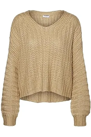 Noisy May Damski sweter NMSTEVE XS S M L XL brązowy beżowy dekolt w łódkę, , XS