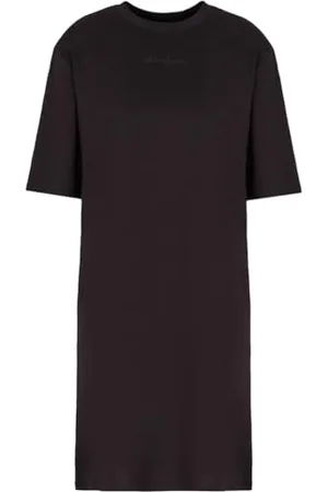 Armani Exchange Damska sukienka z okrągłym dekoltem, logo z przodu, na co dzień, , M