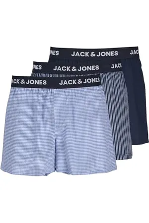 JACK & JONES Bokserki męskie, 3 sztuki, Navy Blazer/Blue Striped/Blue Checked, XL