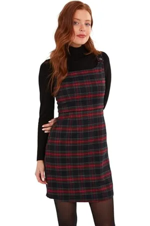 Joe Browns Modna damska sukienka mini w kratę w kratę, regularny krój, ciemnoczerwona, UK 14, , 40