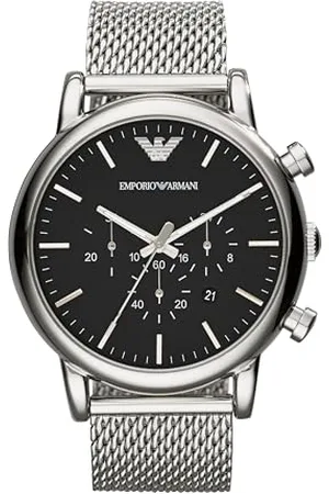 Emporio Armani AR1808 Zegarek Męski, Ø 46 mm, Srebrny/Czarny