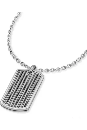 SAVE BRAVE Garett Herren Halskette aus Edelstahl mit Dog-Tag Marke verziert mit Zirkoniasteinen - Länge: 50 cm + 10 cm verlängerbar - inkl. Schmuckverpackung