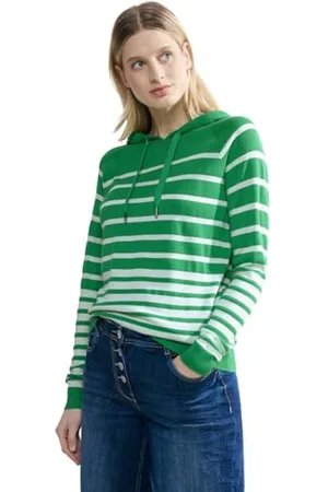 CECIL Damski sweter z dzianiny bluza z kapturem w paski, , XXL