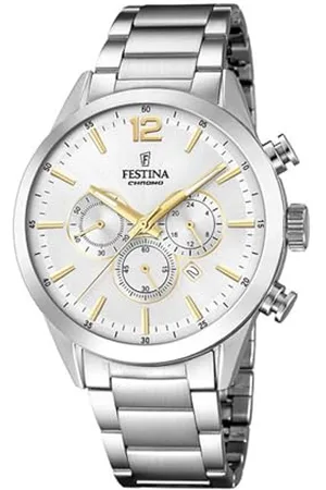 Festina Męski zegarek kwarcowy z chronografem z bransoletką ze stali nierdzewnej F20343/1, metalik, bransoletka