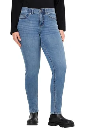 Ulla Popken Damskie duże rozmiary plus size dżinsy Sarah, wąskie nogawki, komfortowy ściągacz, stretch, , 32W / 32L