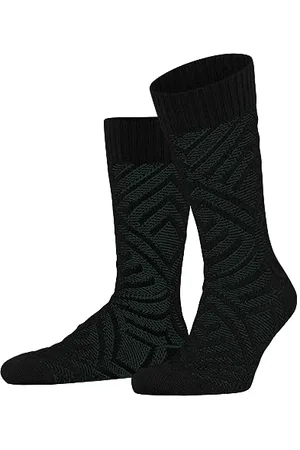 Falke Męskie skarpety Loom Flair bawełna półwysoka ze wzorem 1 para skarpet, czarne (Black 3000), 43-44