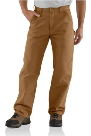 Carhartt Męskie spodnie ogrodniczki robocze z spraną kaczką, Brown, 30W / 30L
