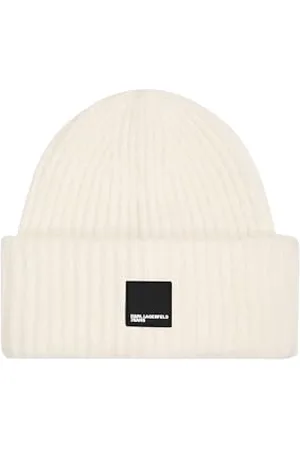 Karl Lagerfeld DAMSKIE, CZAPKA Z LOGO BOX, BIAŁA, JEDEN ROZMIAR
