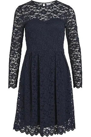 VILA Vikalila L/S Lace Noos sukienka damska, granatowa, rozmiar XS, , XS