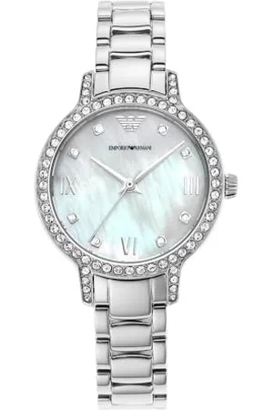 Emporio Armani Zegarek damski, mechanizm z trzema wskazówkami, koperta 32 mm ze stali nierdzewnej z paskiem ze stali nierdzewnej, AR11484