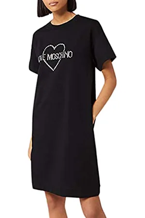 Moschino Damska sukienka z logo Core Rhimestone_Short Sleeve Dress, , 40