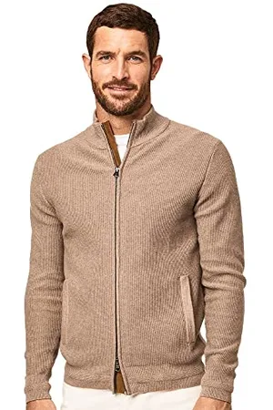 Hackett Męski sweter z teksturą FZIP Cardigan Sweater, , 3XL