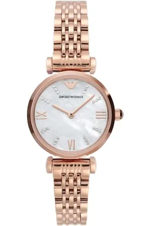 Emporio Armani AR11316 zegarek dla kobiet, mechanizm dwóch rąk, obudowa ze stali nierdzewnej 28 mm w kolorze różowego złota z paskiem ze stali nierdzewnej, AR11316, , bransoletka