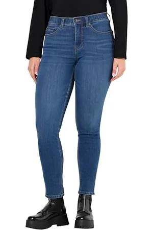 Ulla Popken Damskie duże rozmiary plus size dżinsy Sarah, wąskie nogawki, komfortowy ściągacz, stretch, , 50W / 32L
