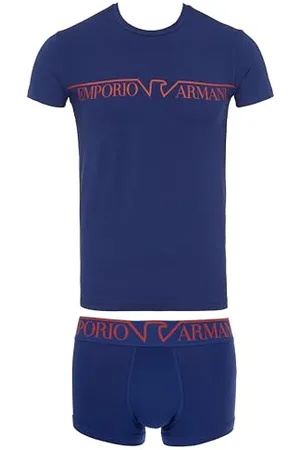 Emporio Armani Megalog Crew Neck T-Shirt + Trunk Pnie, , M Mężczyźni, , M