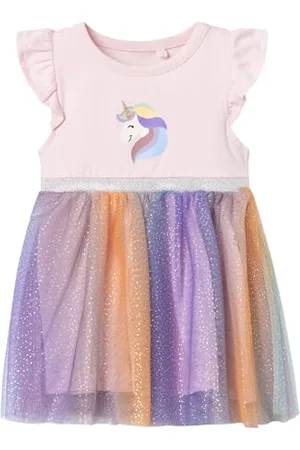 NAME IT Dziewczynka Nbfhappi Ss Dress Box sukienka tiulowa, , 80 cm